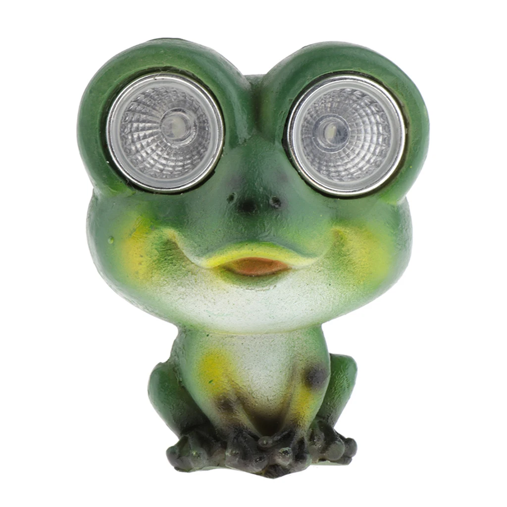 

Green Frog Resin Garden Animal Statue with Solar-Powered Lights Eyes for Party Bar Home Patio Decoration Garden Statue