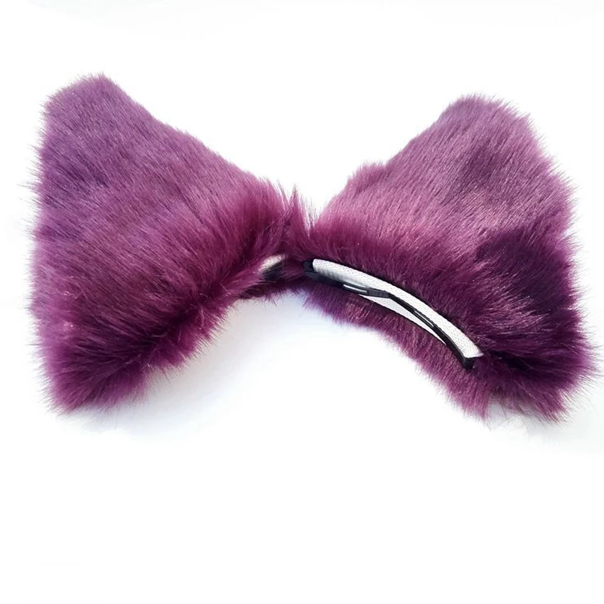 Men Women Halloween Christmas  Party Cosplay Accessory Cat Fox Long Fur Ears Costume Hair Clips Plush Ears Headwear