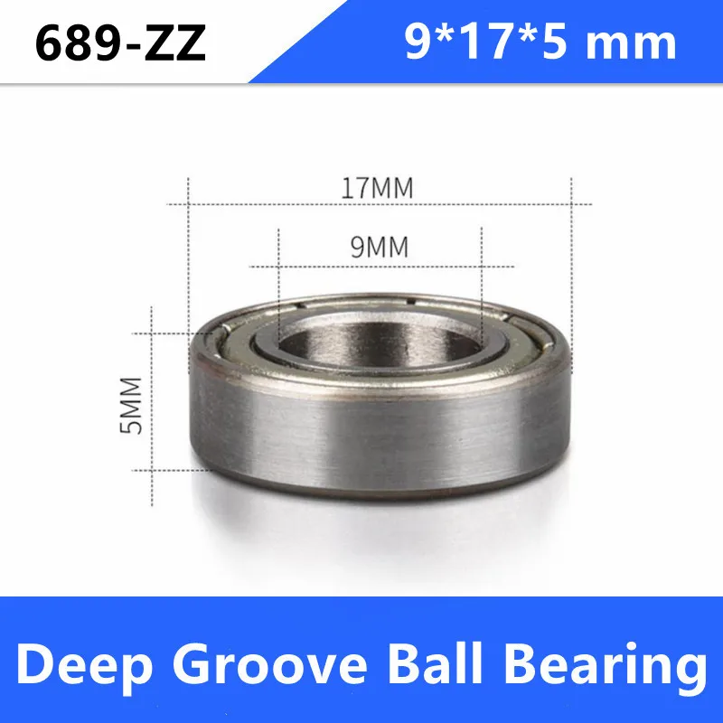 

100pcs 689ZZ miniature ball bearing 689 689Z 689-2Z shielded cover deep groove ball bearings 9*17*5 mm