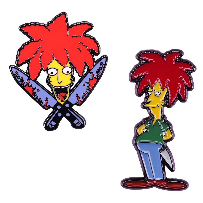 Sideshow Bob enamel pin animated television series character inspired brooch