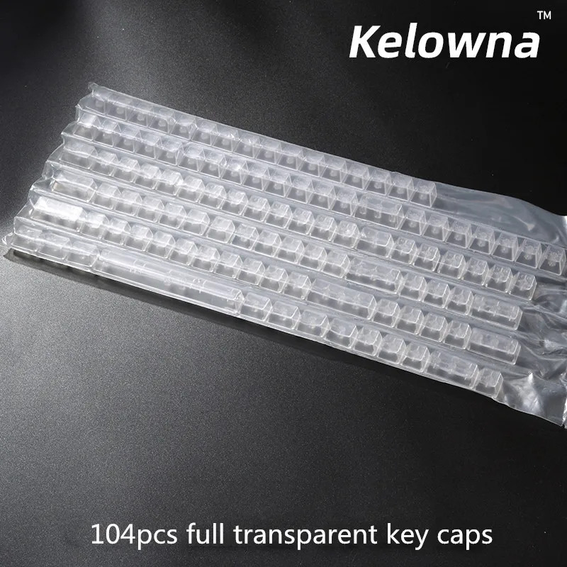 104pcs/pack Full Transparent Key Cap ABS Backlit Keycap For Mechanical Keyboard With ANSI Layout OEM Profile No Printed Key Caps