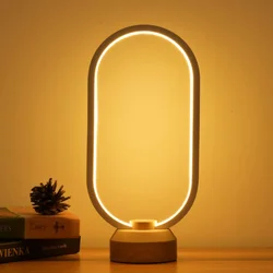 Wooden LED Desk Lamp with Three Color Modes, Bedroom Bedside Night Light, Dimmable LED Lighting, Creative Home Decor