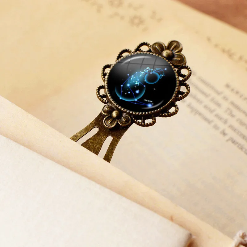 Creative Esoteric 12 Constellation Bookmark Metal Book mark Zodiac Sign Stationery School Office Supply Escolar Papelaria