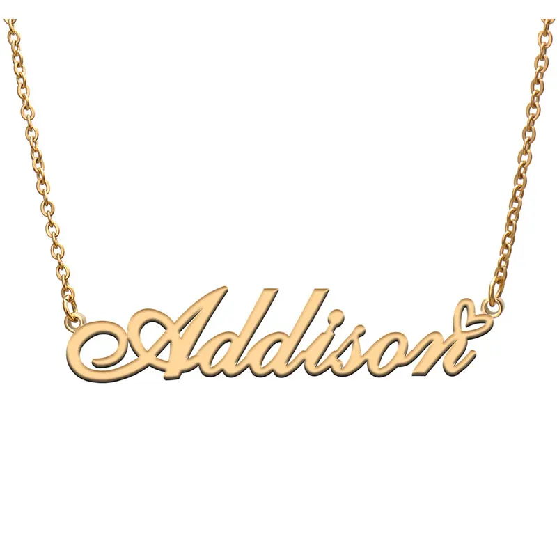 Addison Stainless Steel Name Necklace for Women Personalized Dainty Jewelry Gift for Her Birthday Christmas Valentines Day