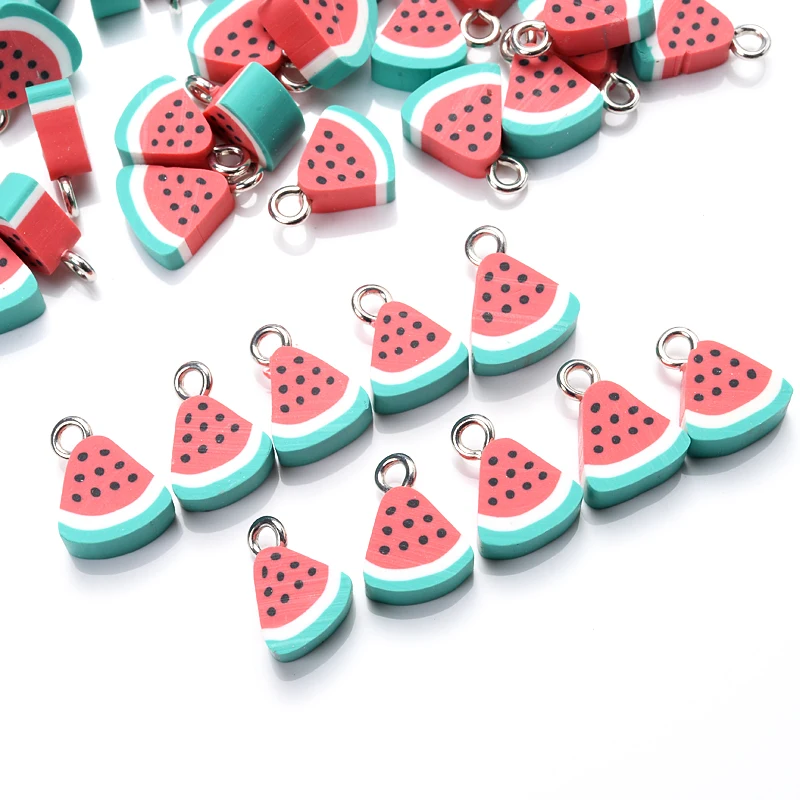 Charm Fruit Shape Polymer Clay Pendants Beads 30Pcs/Lot Polymer Clay Spacer Loose Beads For Necklace DIY Bracelet Accessories