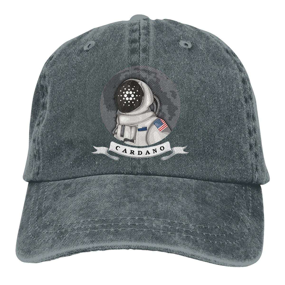 On The Moon The Baseball Cap Peaked capt Sport Unisex Outdoor Custom Cardano Coin ADA Cryptocurrency Hats