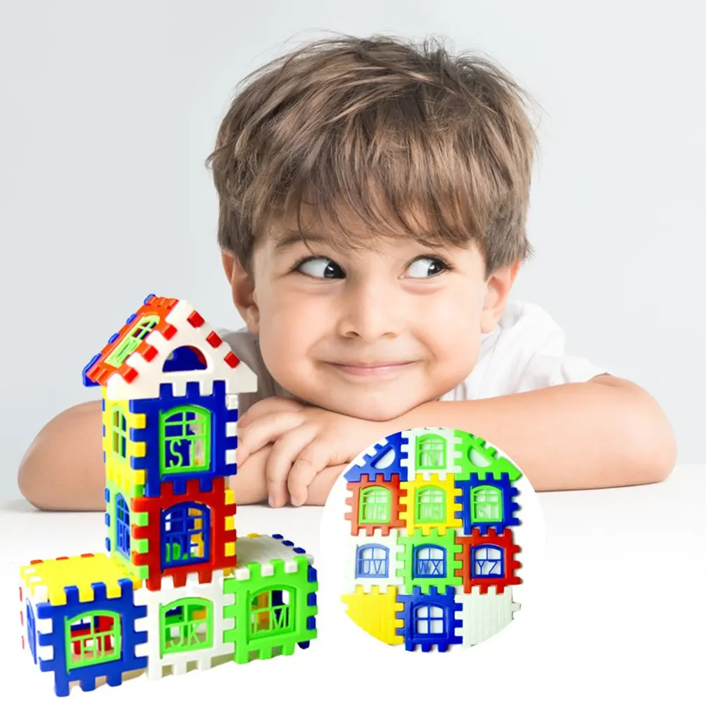 24pcs/lot Interlocking Building Blocks Plastic House Blocks DIY Playset Toy for Children Enlightenment Educational Toy