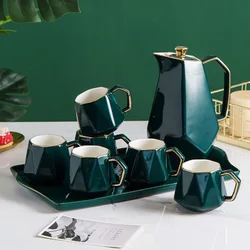 Ceramic Coffee Tea Set Northern Europe Phnom Penh Multicolor Afternoon Tea Pot Cup Tray Set Home Kitchen Decoration Ornaments