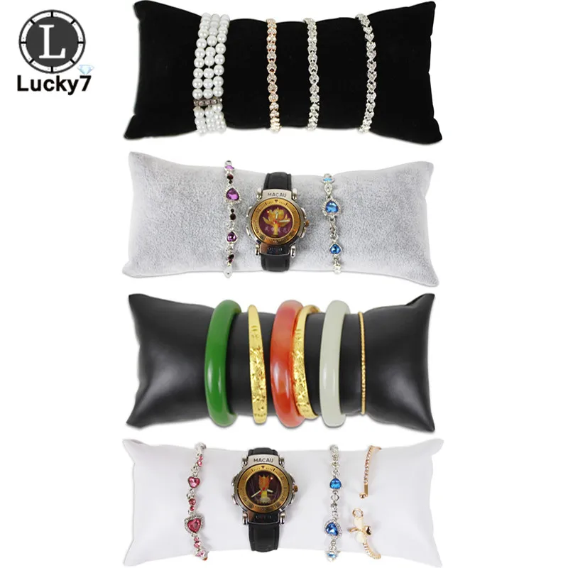 Wholesale Large PU & Velvet Jewelry Bracelet Bangle Pillow Display Holder Watch Holder Display Pillows Bracelet Pillow Cushion