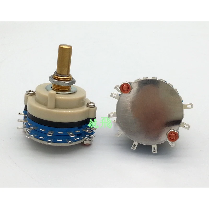 DIY Sealed Rotary Band Switch 1X8 2-layer 1-knife 8-speed Solid Copper Round Handle, Shaft Length 20mm Diameter 29mm