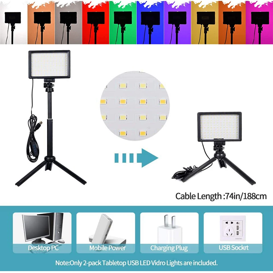 Panel de luz LED para fotografía y vídeo, iluminación para estudio fotográfico, Kit de lámpara para Sesión de Streaming en vivo, Youbube con soporte