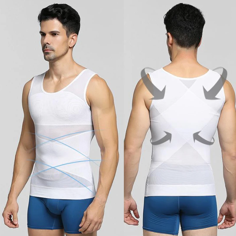

Men Body Shapers T-shirt Lose Weight Slimming Tops Men Chest Shapers Belly Stomach Shapewear Posture Corrector T Shirt