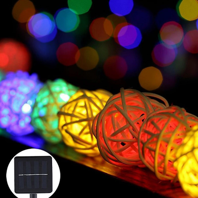 

Solar String Fairy Lights 20LED Waterproof Round Sepak Takraw Outdoor Garland Solar Power Lamp Christmas For Garden Decoration