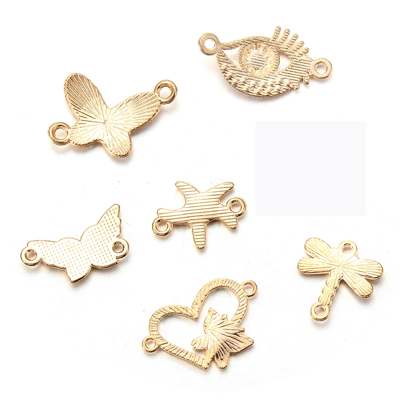 7pcs Mix Golden Rhinestone Connectors For Earrings Jewelry Making Bracelet Accessories Craft DIY Handmade Findings 7styles