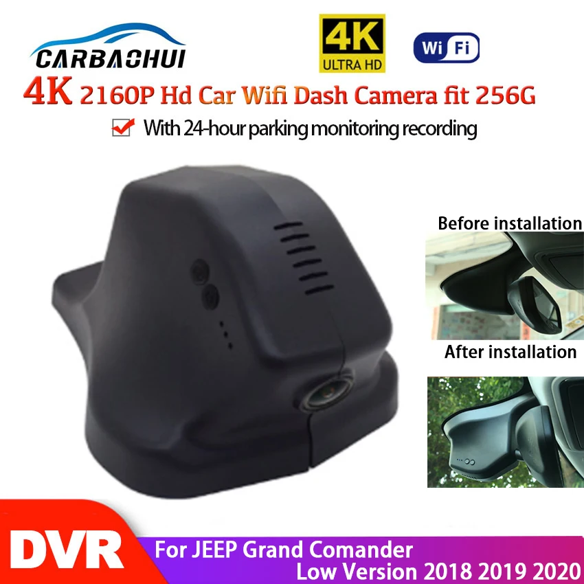 

4K Hidden HD 2160P Car DVR Wifi Video Recorder Dash Cam Camera By APP Control For JEEP Grand Comander Low Version 2018 2019 2020