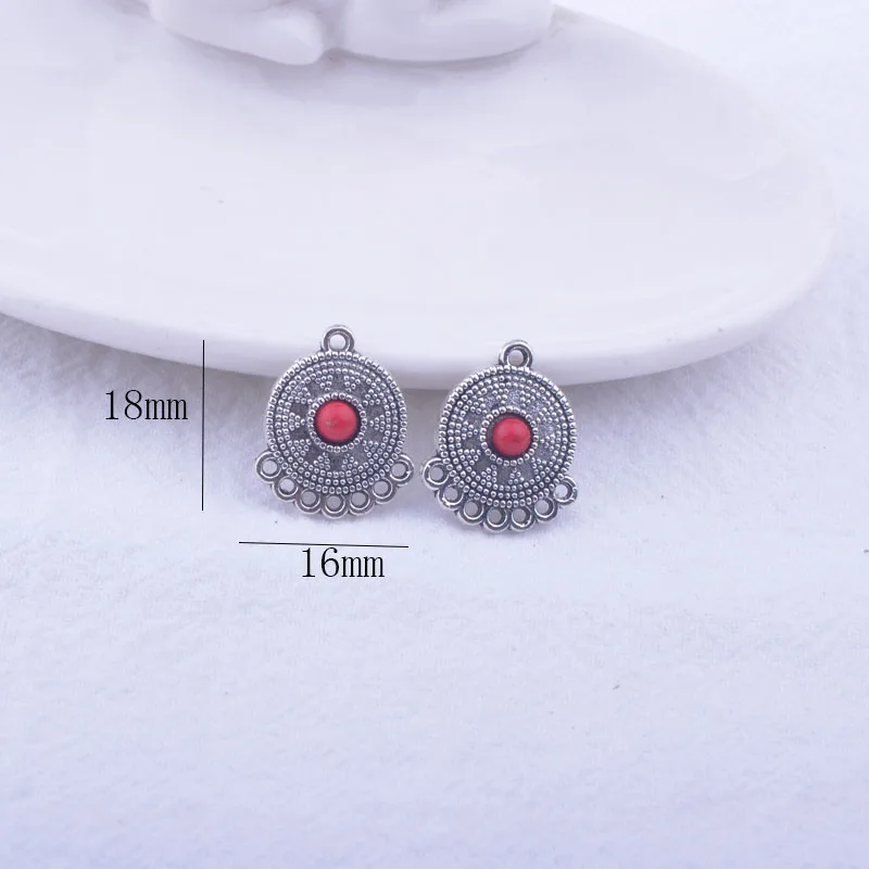 12pcs 16*18mm Anti-silver Round Earring Connector DIY Tassels Drop Earrings Charms Metal Alloy Connectors Jewelry  Making