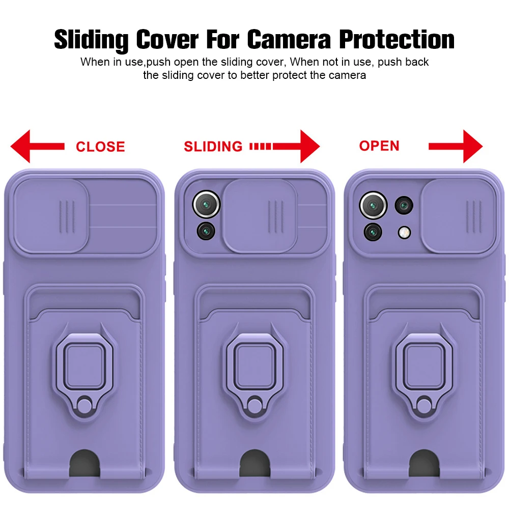 Защитный чехол для объектива камеры слайда для Xiaomi Mi 11 Lite, чехол-бумажник с отделением для карт для Xiomi 11 Lite, зеркальное магнитное кольцо, чех...