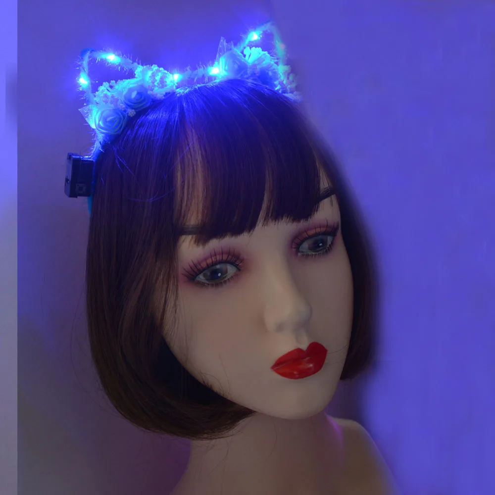 1 stücke Frauen Mädchen Krone Hase Fuchs Katze Ohr Haar Hoop Glow String Licht Stirnband Party Geschenk Cosplay Geburtstag Hochzeit Festival – Detail 2