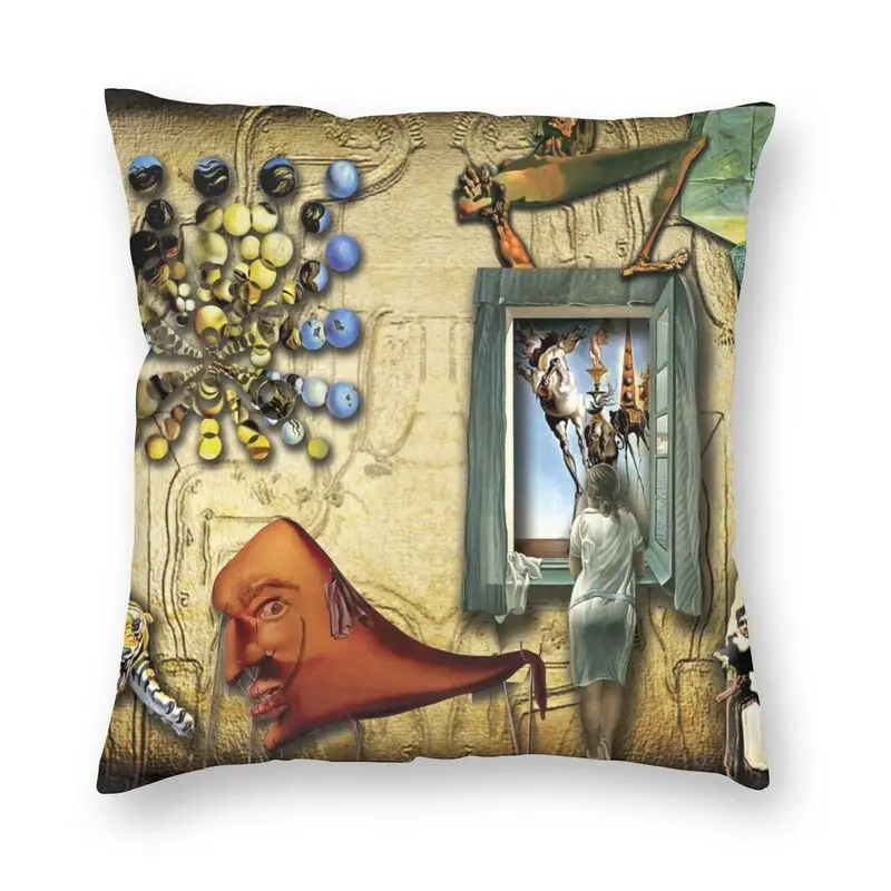 Salvador Dali Collage Cushion Cover For Sofa Polyester Famous Abstract Spain Painter Illustration Pillow Case Home Decoration