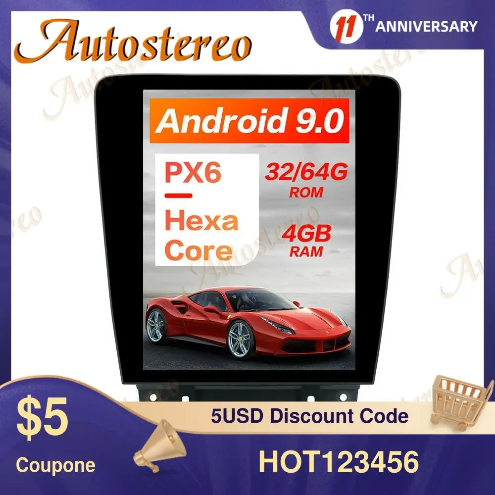 

4G SIM Tesla Style Android 9.0 64 Car GPS Navigation For Ford Mustang GT 2010-2014 Stereo Head Unit Multimedia Player Auto Radio