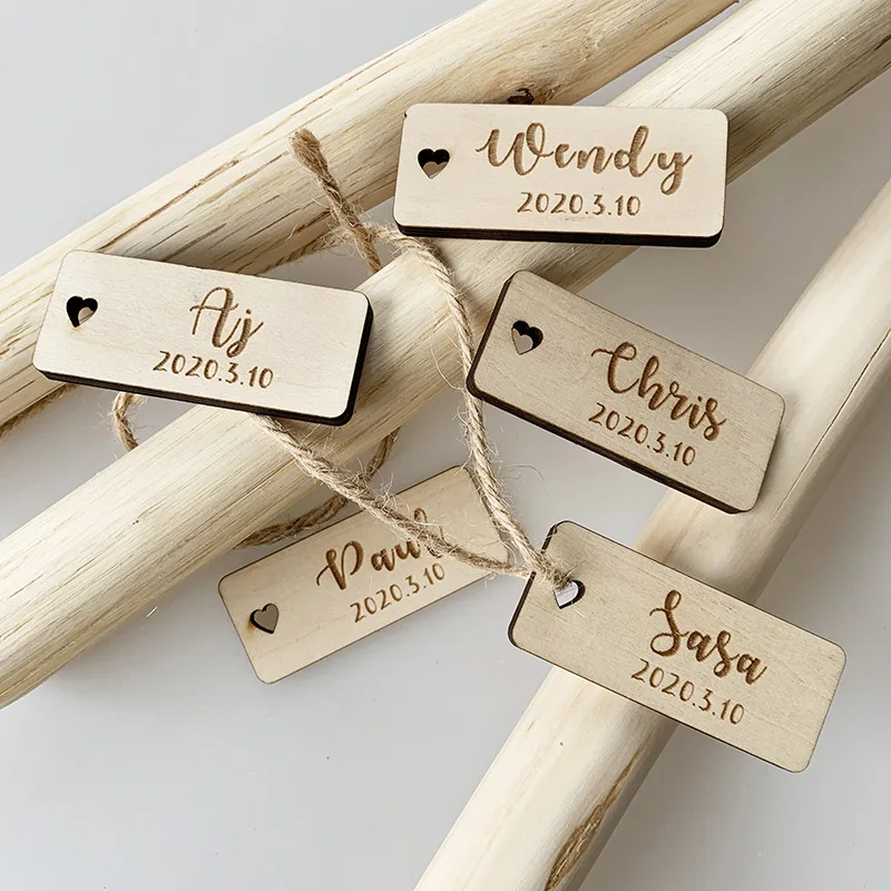 Customized Banquet Guest Name Wooden Label Card Decoration Wedding Table Card Personalized Wooden Label Tag Wedding Table