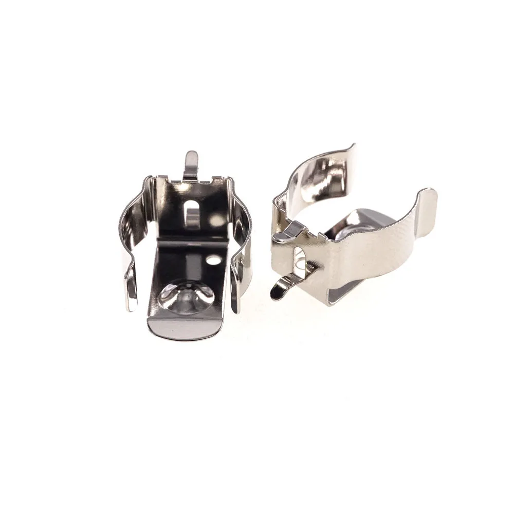 

100 PCS AA 1/2AA CR2 Battery Clip Through Holes DIP PCB Spring Steel Nickel Plated PC Mount Snap in Leads Low Contact Resistance