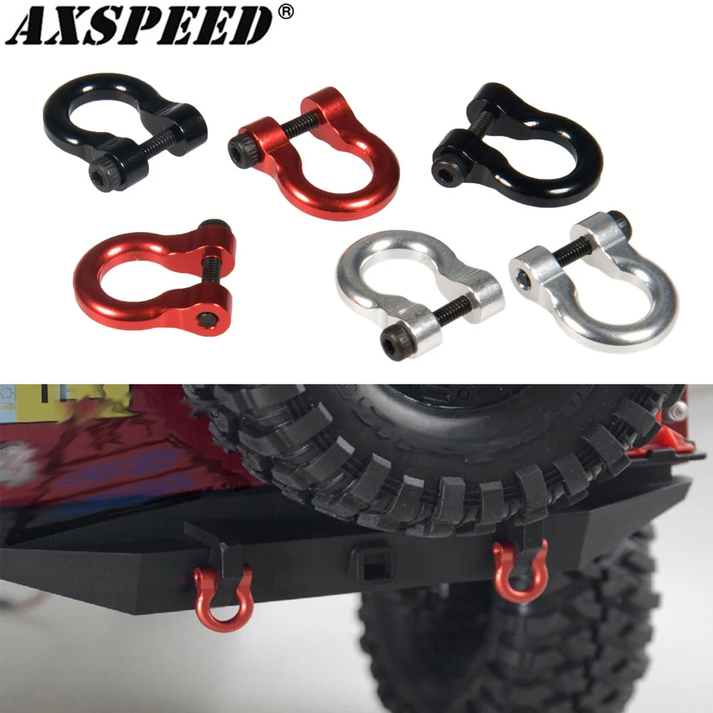 AXSPEED 2Pcs Metal Bumper D-ring Tow Hook Trailer Shackle for 1/10 RC Crawler Car TRX4 TRX6 Axial SCX10 90046 Upgrade Parts