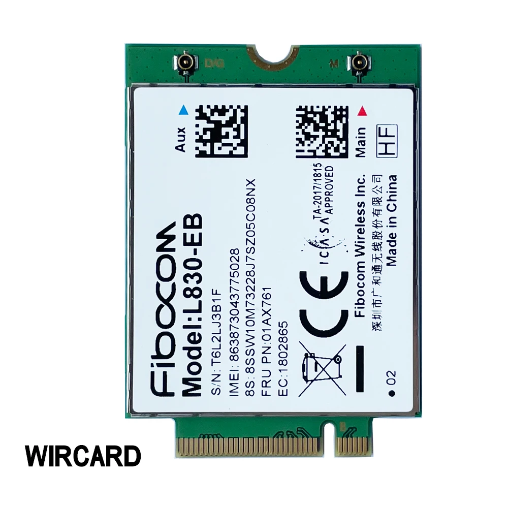 WIRCARD L830-EB 4G Card 4G Module For Thinkpad X280 T480 T580 P52s L480 L580 T490 T590 P53s T490s X390 L490 L590 FRU 01AX761