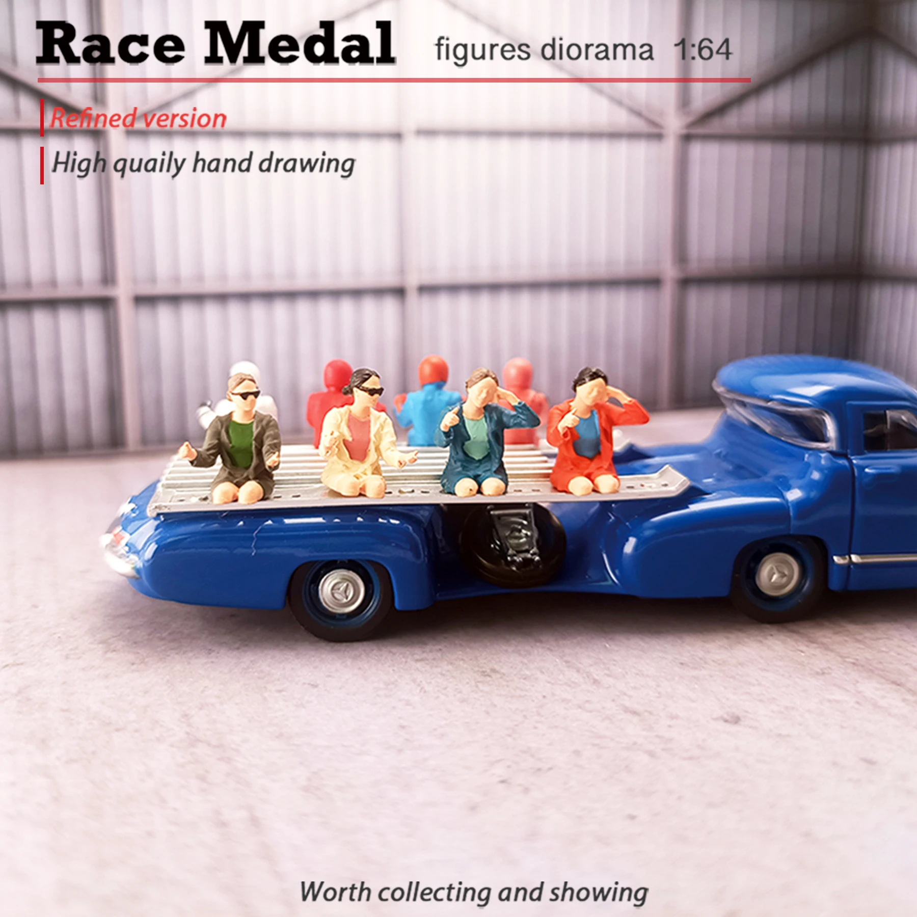 Racemedal1:64 DIY hand-painted static hand-done 1 64 driving action figure female driver model fast exciting character car model