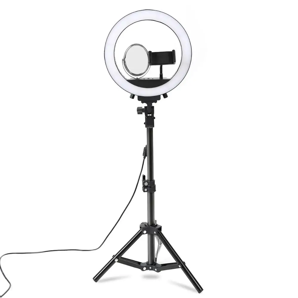 

Photography Dimmable RGB Colorful LED Selfie Ring Light Youtube Video Live 3200-5500k Photo Studio Light Phone Holder Tripod