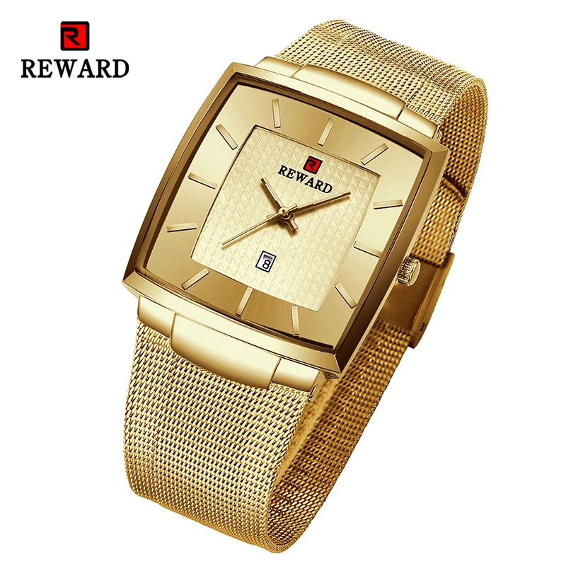 /REWARD/ Top Brand New Men Gold Watch Luxury Business Classic Quartz Watches Waterproof Stainless Steel Wrist Watches