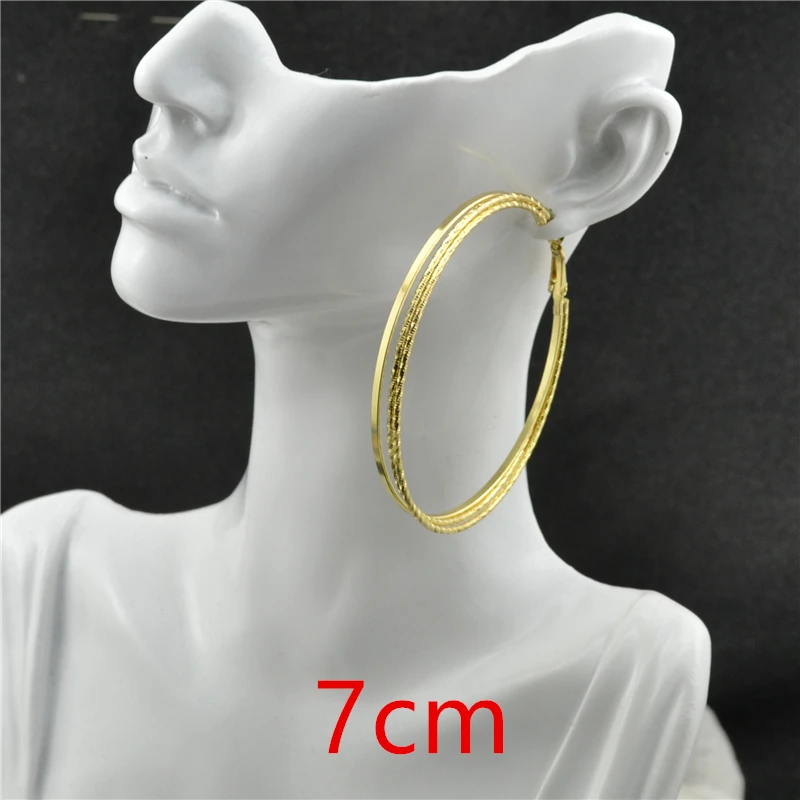 clipped on ears Women\'s earrings with no piercings No pain big circle 7cm round New Fashion casual Young Exaggerated personality