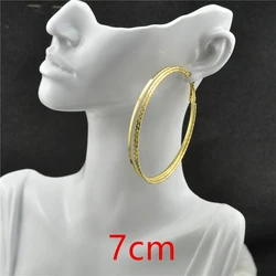 clipped on ears Women's earrings with no piercings No pain big circle 7cm round New Fashion casual Young Exaggerated personality