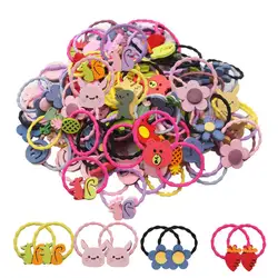 50/100Pcs Mix Colors Baby Girls Hair Ties Elastic Hair Bands Soft Rubber Bands Ponytail Holder Pigtail Bows Hair Accessories