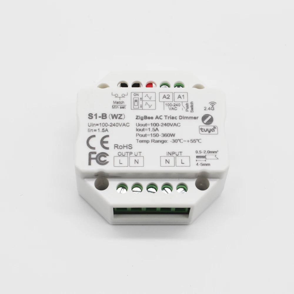 Ściemniacz LED Zigbee Tuya 220V 230V Smart RF 2.4G Push Switch Zdalne sterowanie AC Triac WIFI Ściemniacz S1-B WZ do jednokolorowej lampy LED