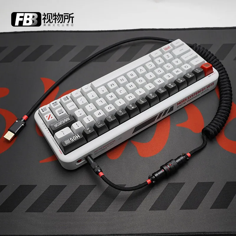 FBB Cables Manually Customized Red and Black Aviation Plug-in Customized Keyboard Cable Keycap Data Separation Cable Type C