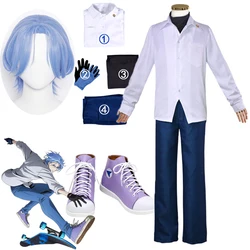 SK8 the Infinity Anime Langa Hasegawa Cosplay Costume SK Eight Short Wigs Shirt Pants Gloves Badge Uniform Halloween Party Suit