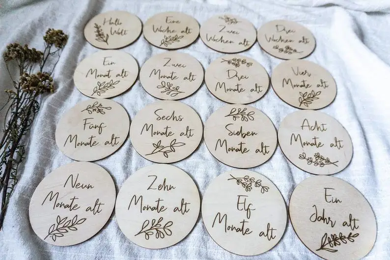 Disques en bois pour bébé, jalons en cadeau pour nouveau-né