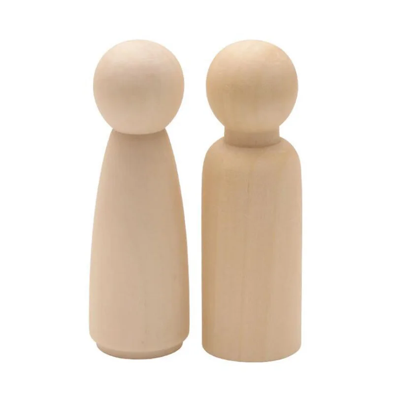 10pcs 90mm Unfinished Wood Boy/Girl Peg Doll Natural Wooden DIY Craft Graffiti Unfinished Solid Wood DIY Craft