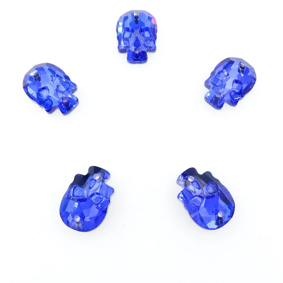 Totenkopfförmige Glaskristalle mit 2 Löchern, 14 mm, 18 mm, 20 Stück/Stück, zum Aufnähen von Strassperlen für Hochzeitskleider, Kunsthandwerk, DIY – Detail 8