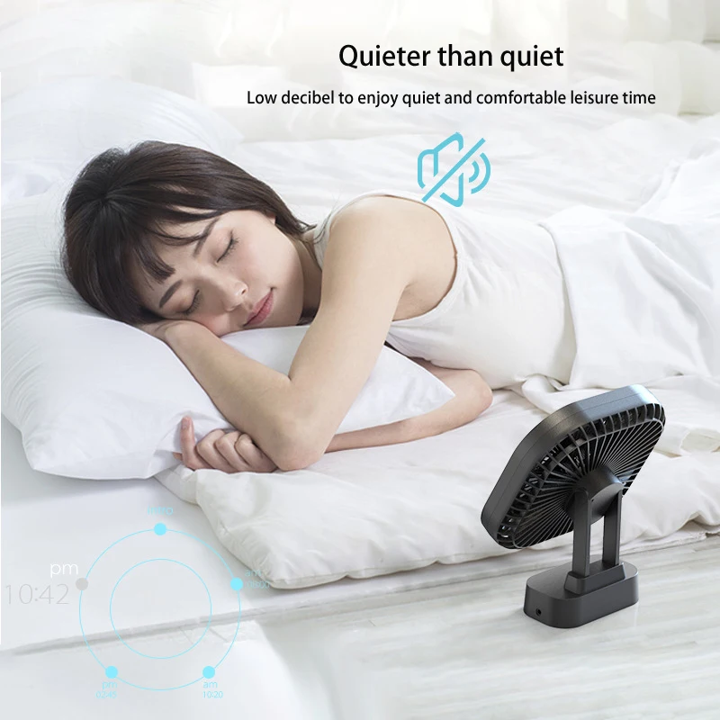 미니 USB 충전식 휴대용 무소음 데스크탑 선풍기, 타이밍 자기 흡입, 에어 쿨러, 사무실 및 야외, 5000mAh