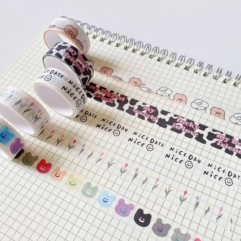 Cute Cow Bear Washi Tape Decorative Masking Tapes DIY Scrapbooking Diary Album Sticker Label Kawaii Stationery