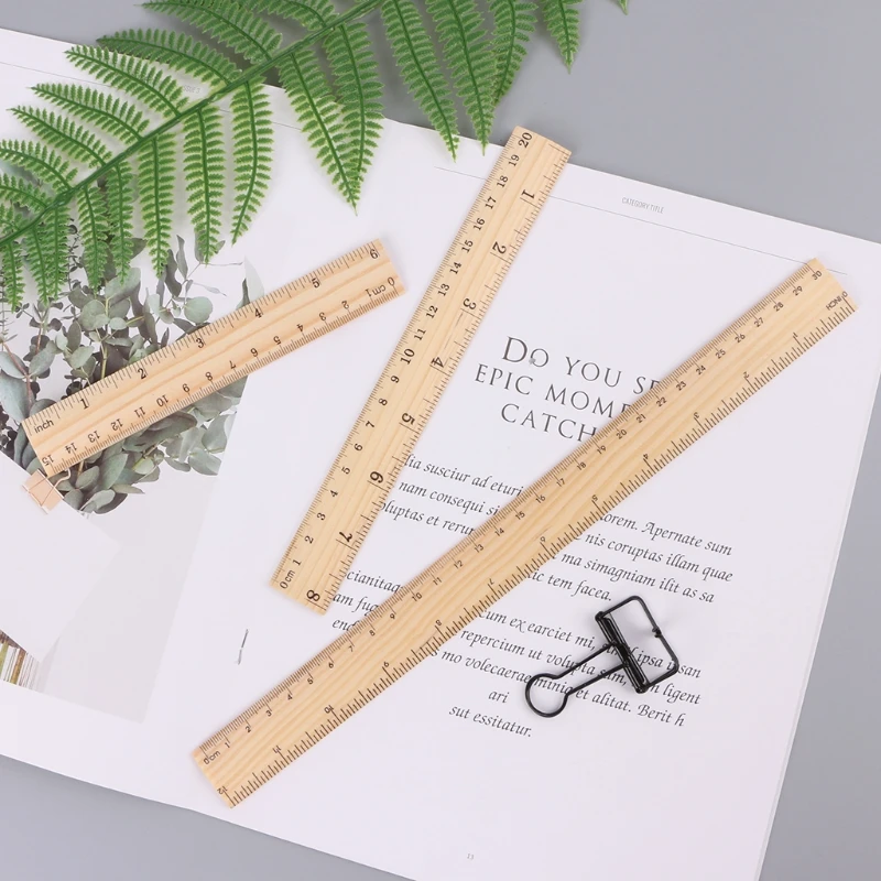 15cm /20cm/ 30cm Wooden Ruler Double Sided Student Learning Stationery straight rule School Office Measuring Tool C26