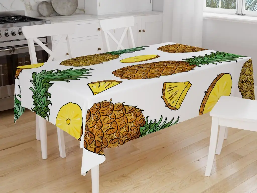 Çeyizdiyarı Digital Print Pine Table Cloth White