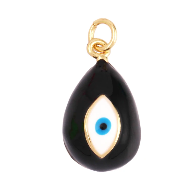 Evil Eye Tropfen-Emaille-Charm, neonrosa, orange, türkis, blaues Öl, tief ausgeschnitten, echt vergoldet, Halskette, Armband, Anhänger M09 M93 – Detail 36
