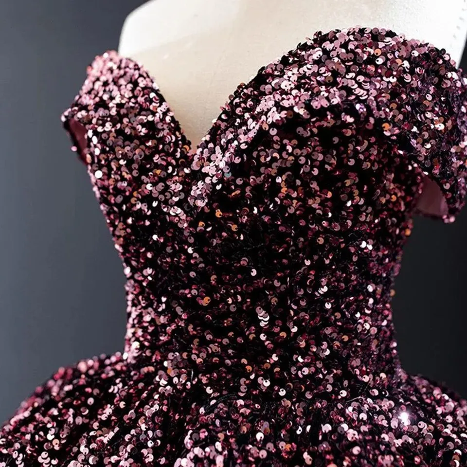 Abiti da sera di lusso con paillettes abito da ballo 2022 abiti da cerimonia lunghi eleganti da donna con spalle scoperte Robe De Soiree