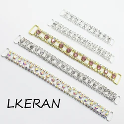 LKERAN 2pc/lot Beaded Sexy Rhinestone Bikini Connector / Buckle Copper Chain Fit For Pin Up Silver Plated