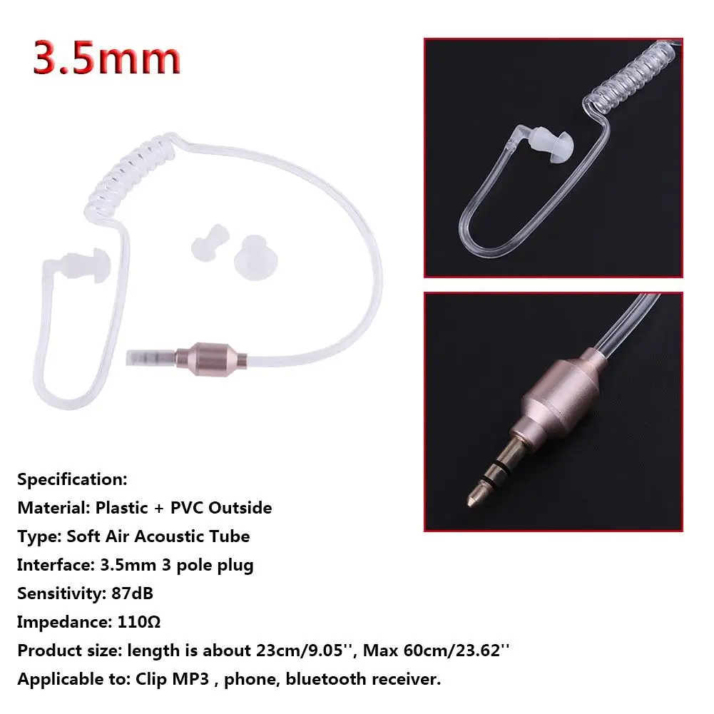 Monaural 3.5mm Air Tube In Ear Earphone Stereo Earphone Earpiece for Bluetooth-compatible Device