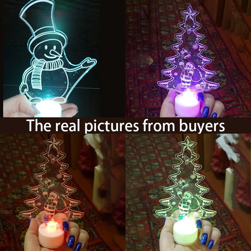 Colorful LED Decorative Lights New Year Christmas tree Pendant decorations Snowman Santa Claus Light Neon Party Home Decoration