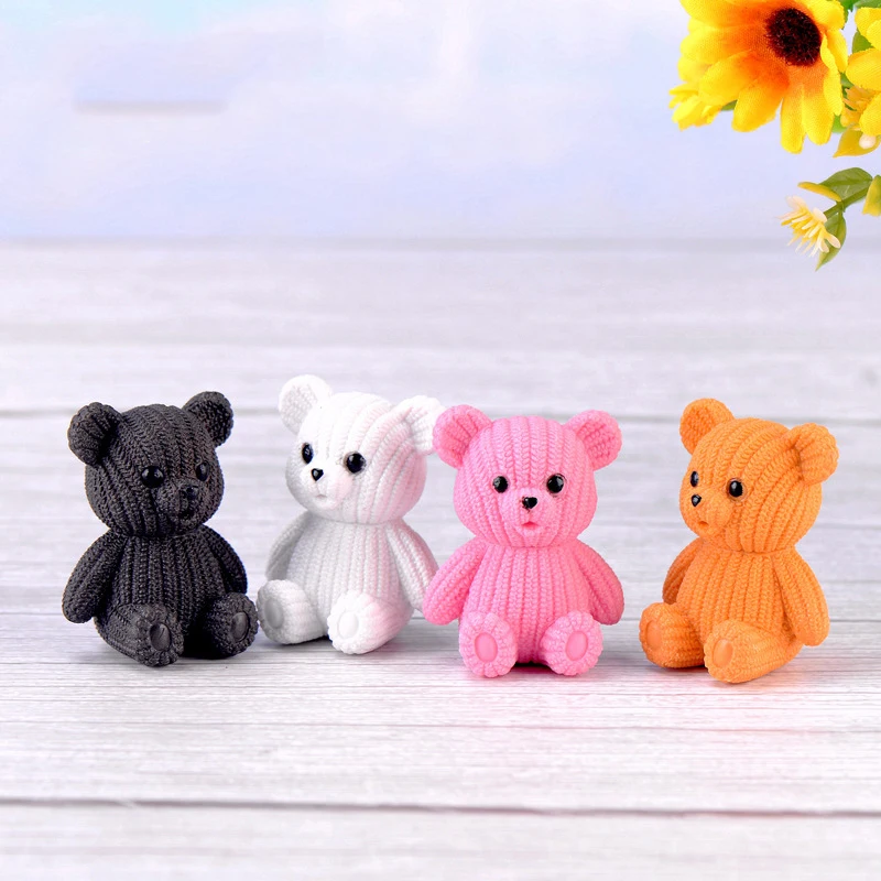 1Pcs Popular Plastic Teddy Bear Miniature Fairy Garden Easter Animal Figurines Party Gift Home Decoration Accessories image 3